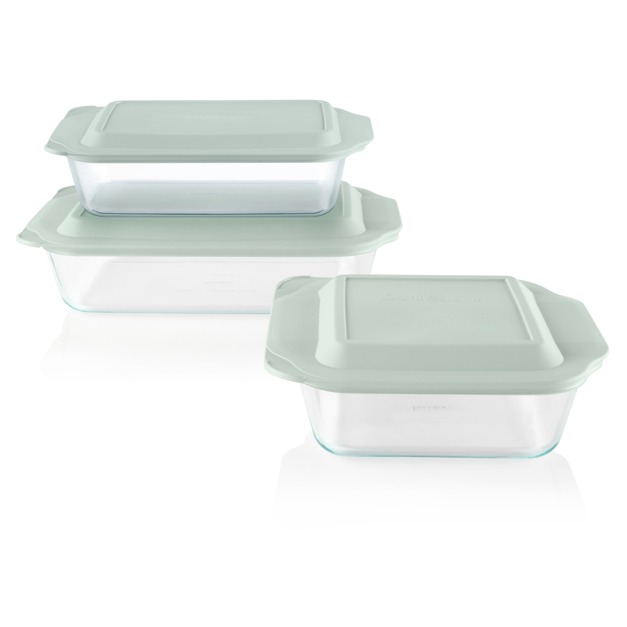 Pyrex? Deep 6-piece Glass Baking Dish Set with Green Sage Lids