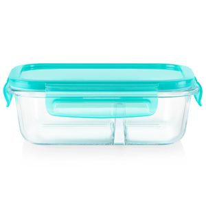 Pyrex? MealBox? 2.3-cup Divided Glass Food Storage Container with Turquoise Lid