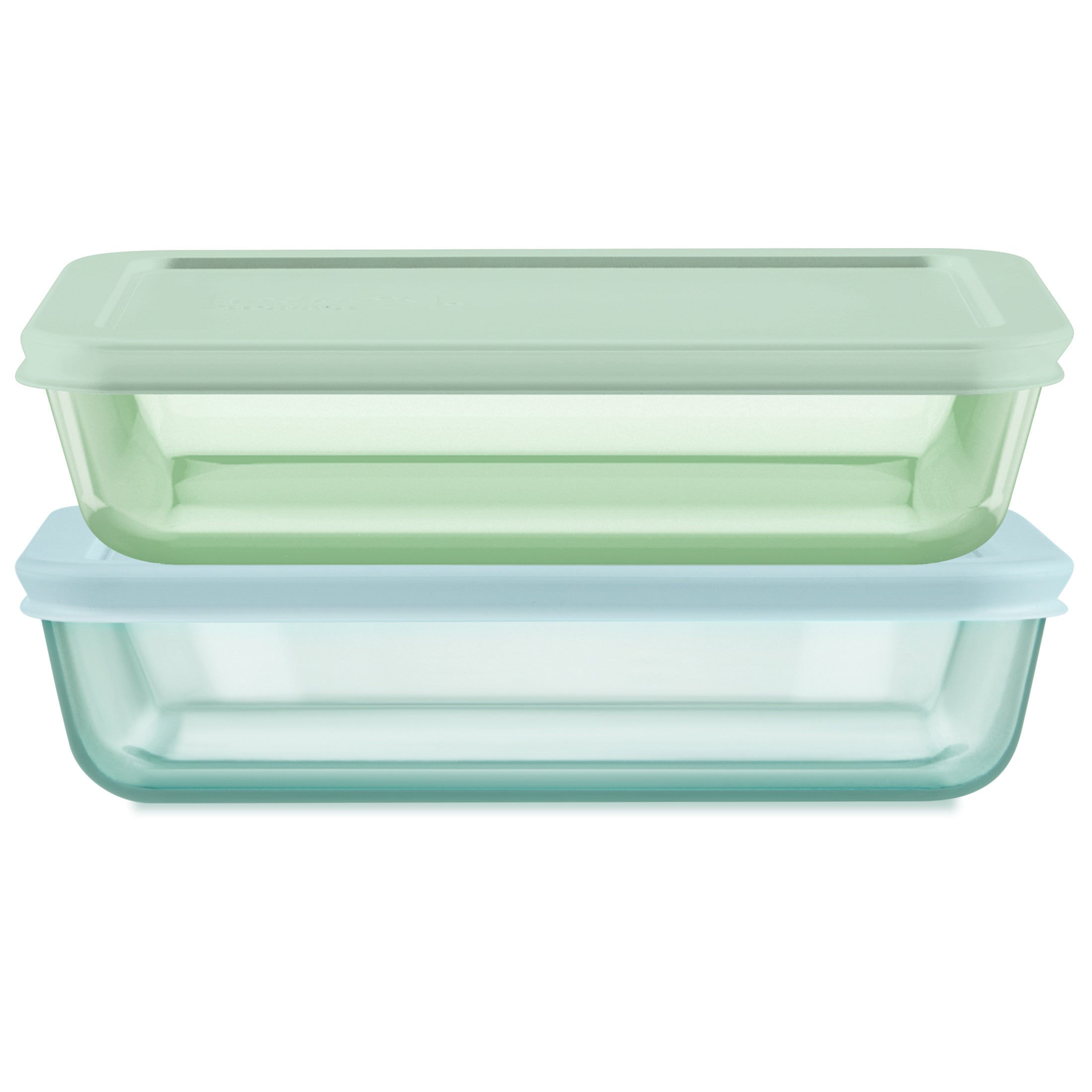 Pyrex? Simply Store? Tinted Glass 3-cup Rectangle Storage Containers. 4-pc Set. Mixed Colors