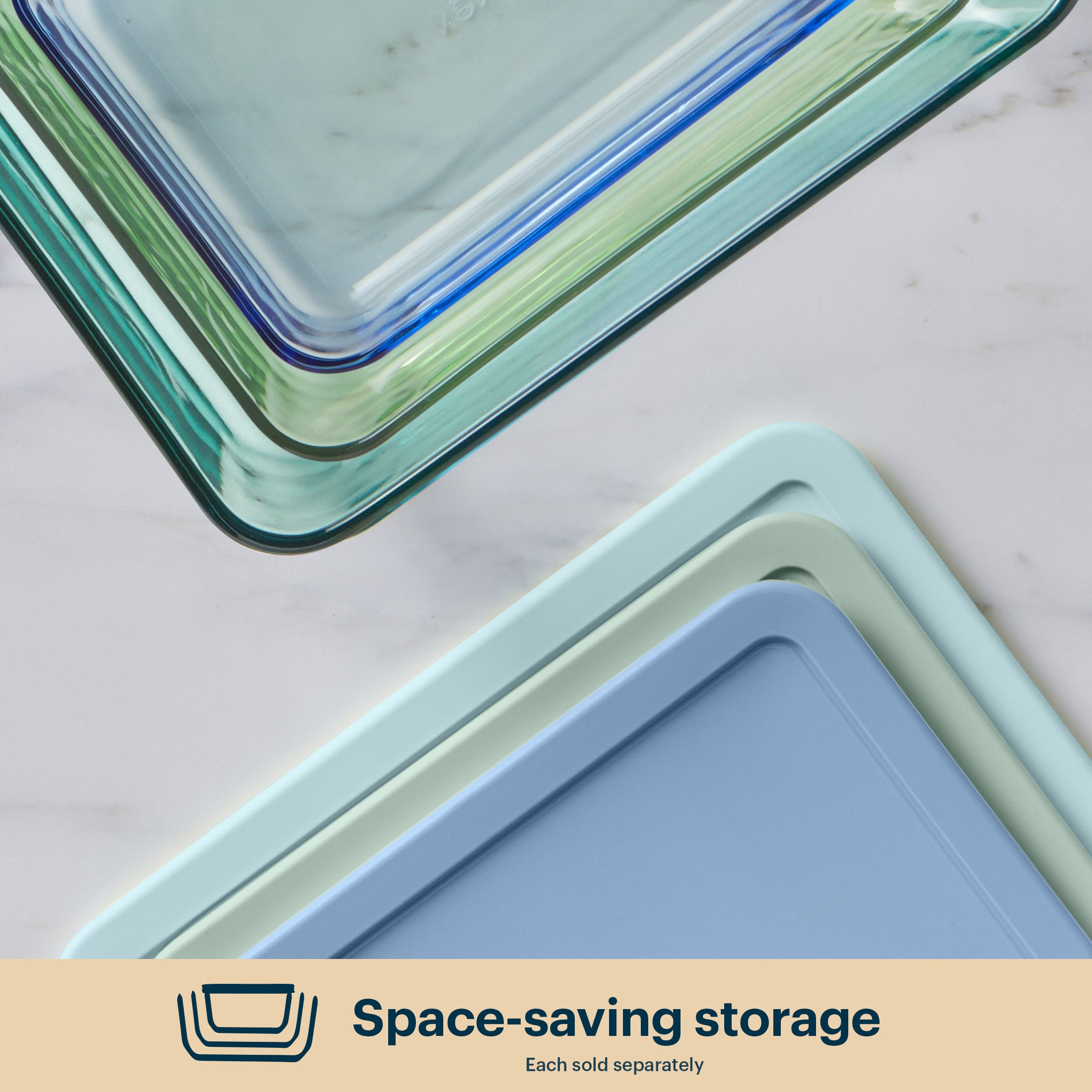 Pyrex? Simply Store? Tinted Glass 3-cup Rectangle Storage Containers. 4-pc Set. Mixed Colors - Image 5