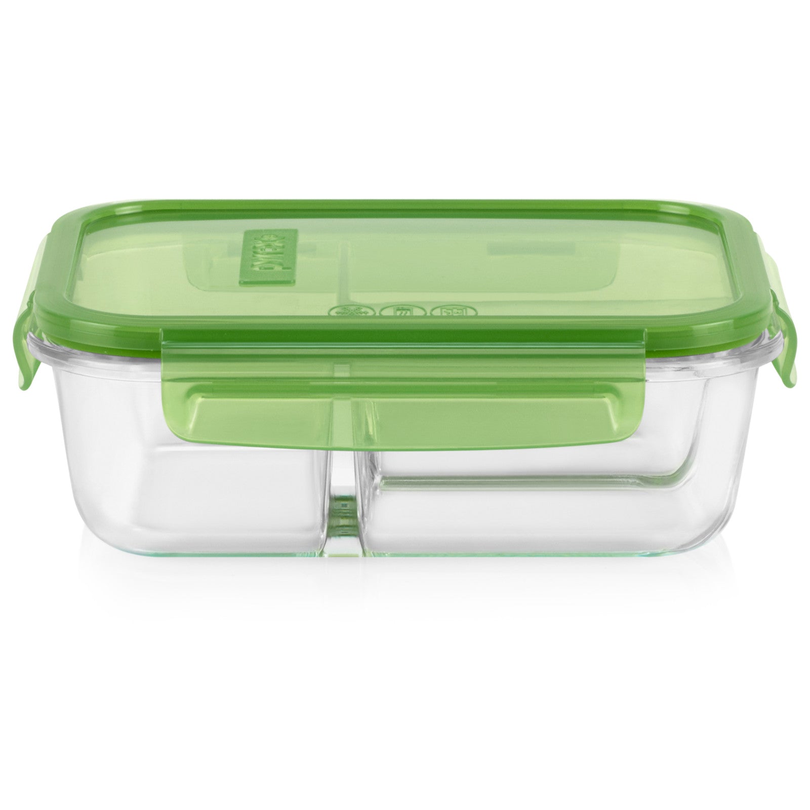 Pyrex? MealBox? 4-cup Divided Glass Food Storage Container with Green Lid