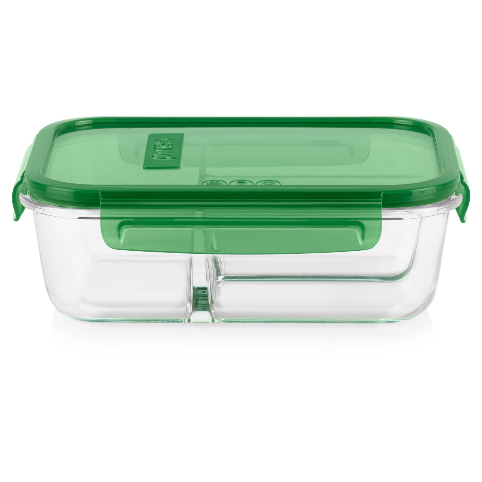 Pyrex? MealBox? 5.5-cup Divided Glass Food Storage Container with Green Lid