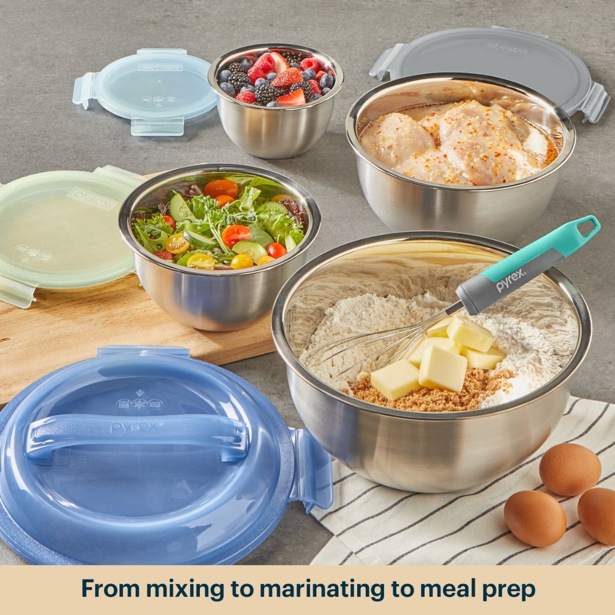 Pyrex? 8-piece Stainless Steel Mixing Bowl Set - Image 6