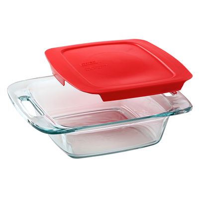 Pyrex? Easy Grab? 8 Square Glass Baking Dish with Red Lid