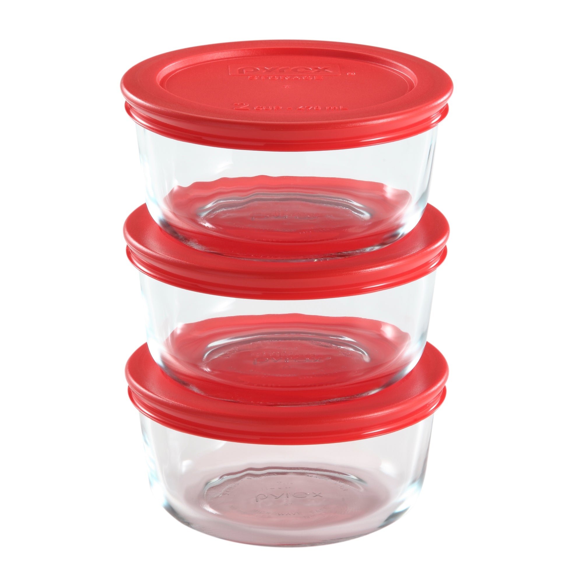 Pyrex? Simply Store? 6-piece Glass Food Storage Container Set with Red Lids